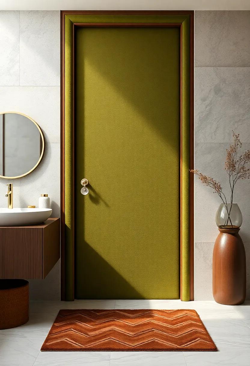 Luxurious Velvet Textured Door: Infuse luxury ‍into‍ your bathroom with a door upholstered in rich velvet, creating a unique and plush visual experience