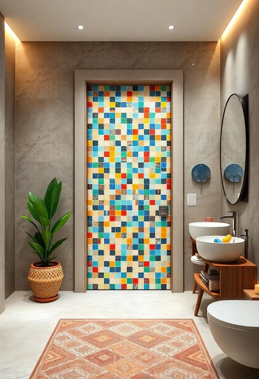 Mosaic Tile Door: ‍Combine artistry and function‍ by integrating colorful mosaic tiles onto a door, turning it ⁢into a⁢ stunning masterpiece