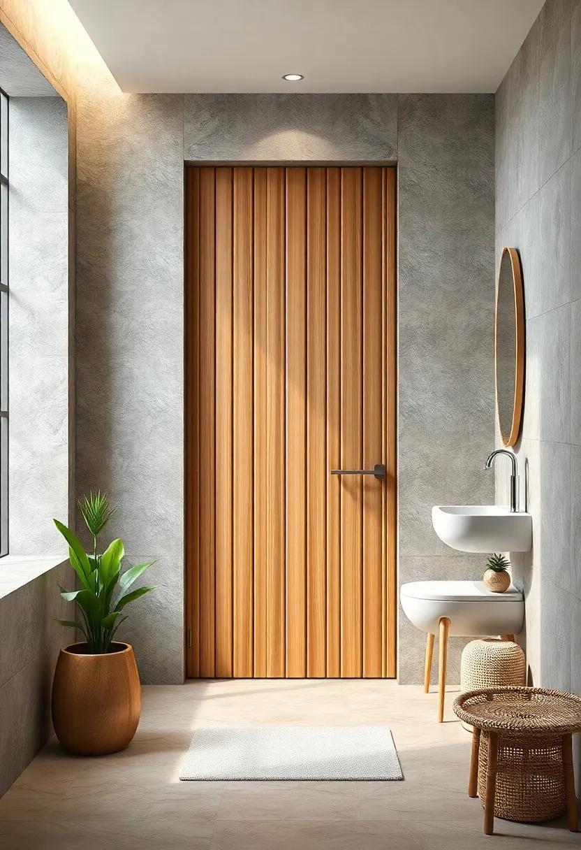 Nature-Inspired Bamboo Door: Bring a serene,eco-friendly touch to⁣ your bathroom with⁢ a door made from sustainable bamboo,promoting a sense of calm