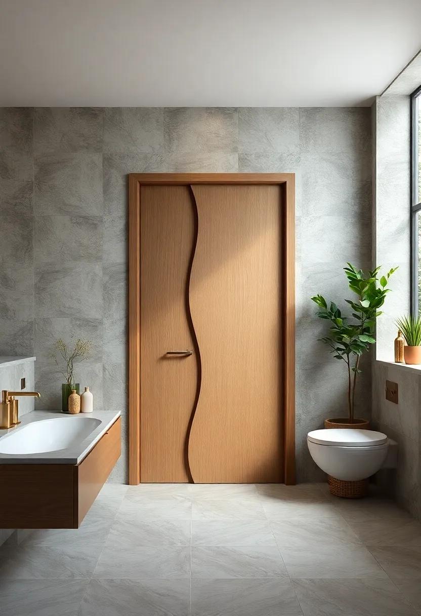 Sculptural Door: Make your door​ the‍ centerpiece of the bathroom with ⁣a sculptural design that showcases artistic flair and imagination