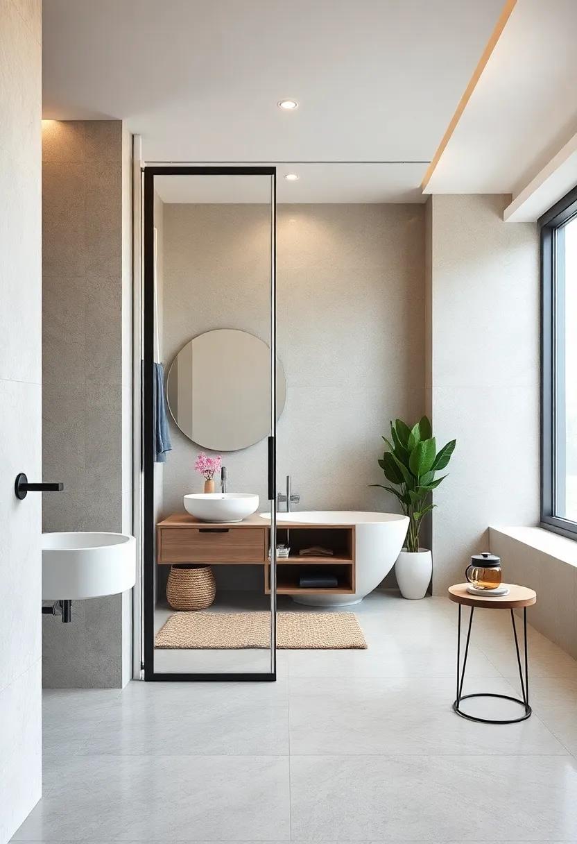 Transparent Glass Accordian Door:‍ Create an ​illusion of space and light with a ‌transparent glass accordian door, perfect ‍for smaller bathrooms seeking an​ airy feel