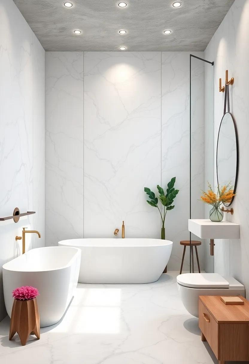 Classic White Carrara: Embrace timeless elegance with classic white Carrara marble walls that add a luxurious⁣ touch to any bathroom, reflecting light and enhancing space