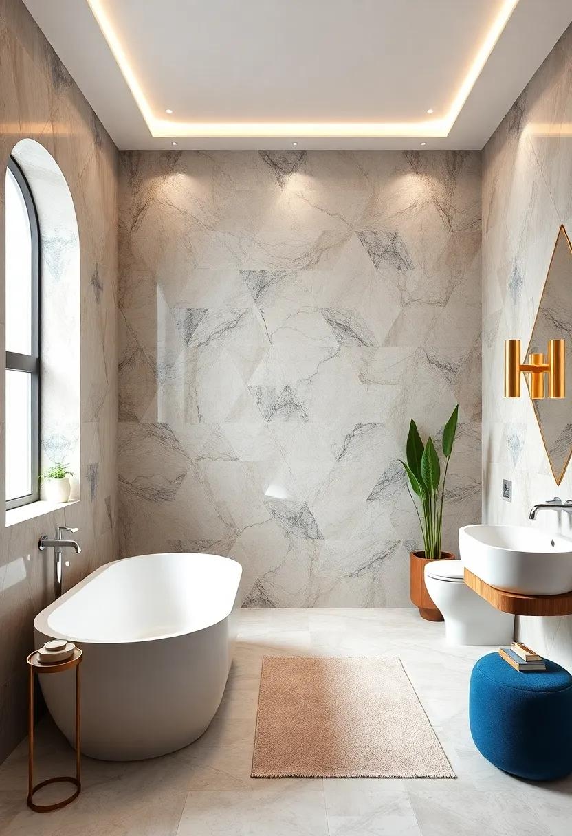 Geometric Marble Designs: Opt for geometric shapes in ‍your marble installation to bring a modern ​twist to⁤ your ​bathroom walls, infusing a ‌contemporary flair