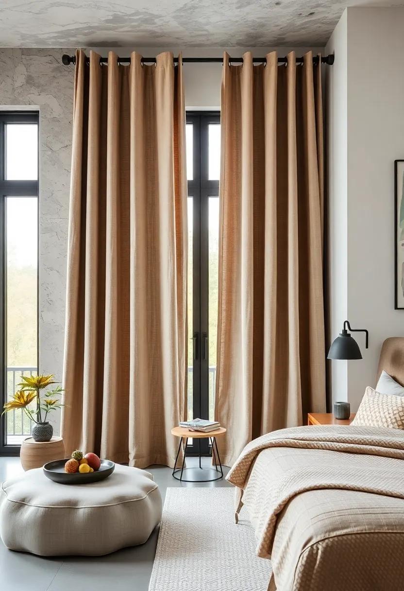 Industrial Accents: Pair raw metal curtain rods with rugged linen fabric to marry warmth with industrial chic—a perfect​ balance ⁢for modern spaces
