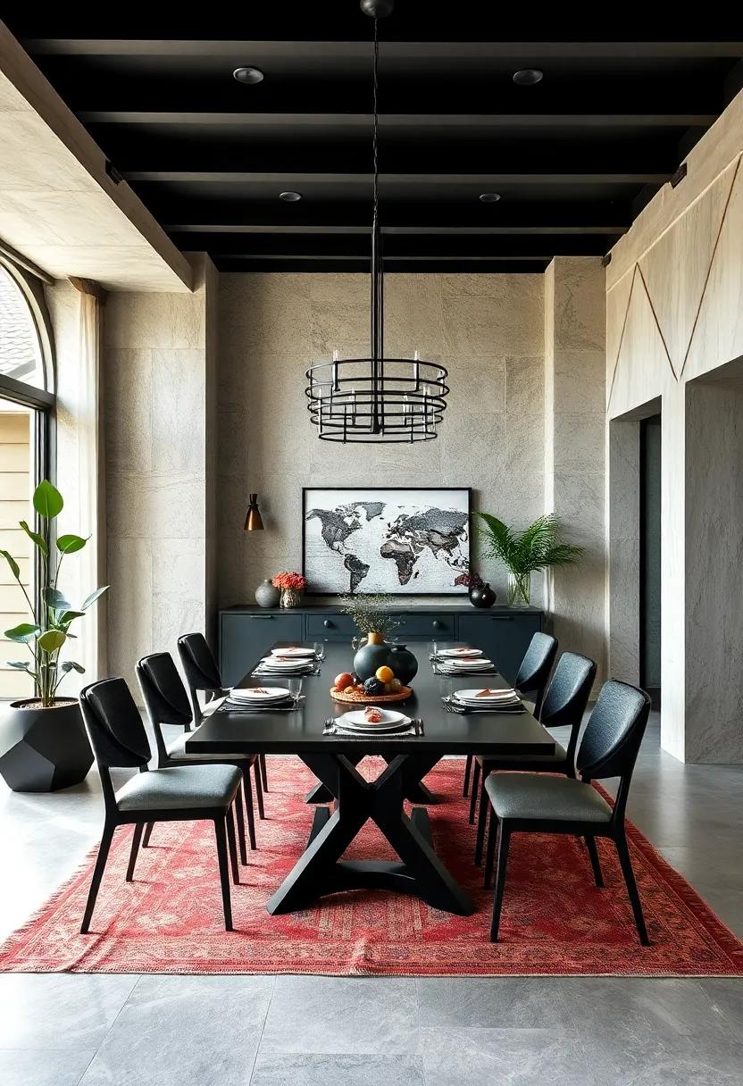 Textural Play: Integrating Fabrics​ and Materials in Black Dining Decor