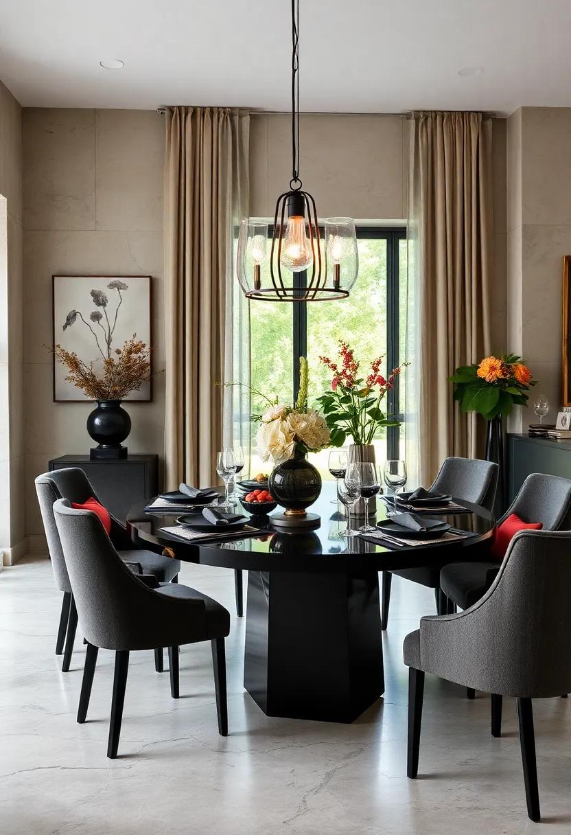 Artful Centerpieces: Statement Pieces for a Black Dining Table
