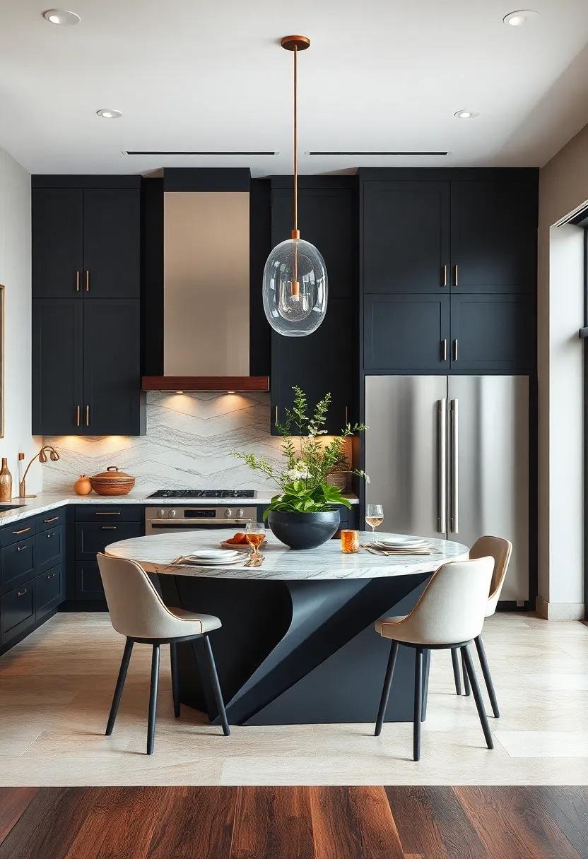 Add a Centerpiece: Make a ⁢statement with ⁣a unique kitchen island that contrasts with the black cabinetry, drawing attention ⁤to this ⁢central feature