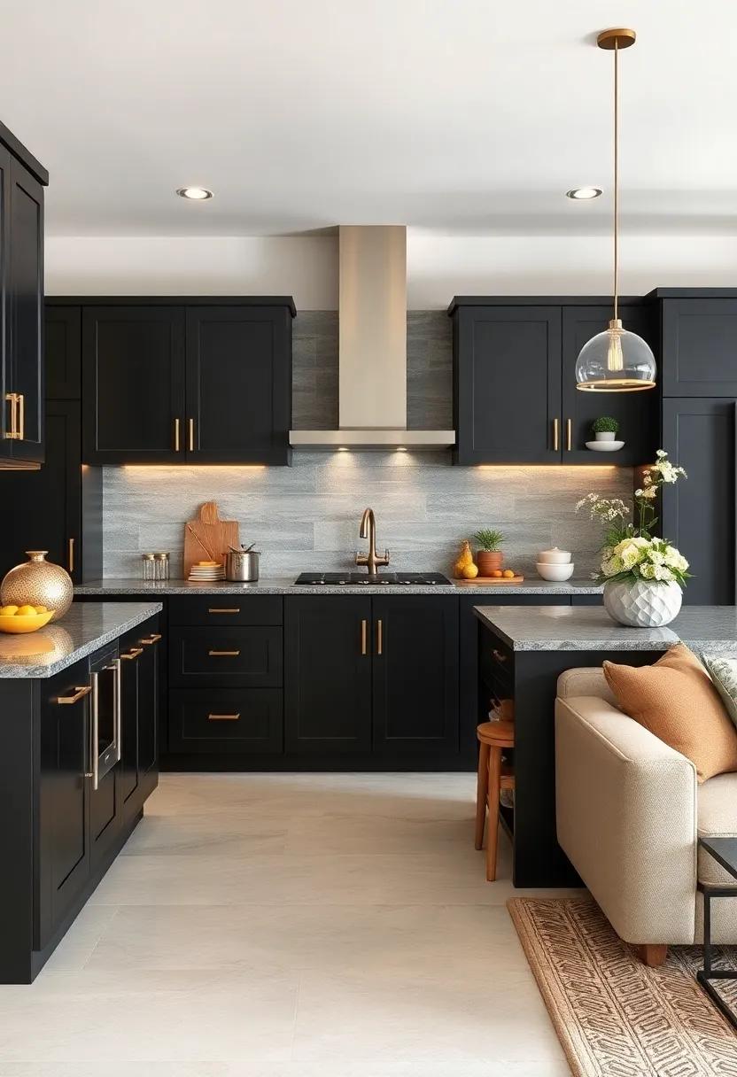 Add Metallic Accents: Incorporate brass or gold hardware to create a luxurious feel that complements ‍the​ richness of black cabinets