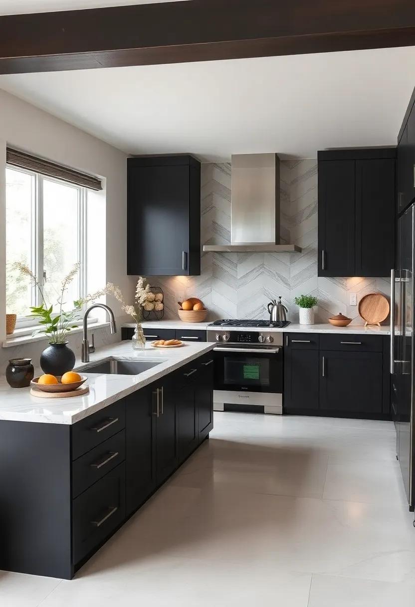 Embrace Contrast: Pair⁤ your black cabinets with⁢ light-colored countertops to create a striking visual ⁣balance that draws the eye