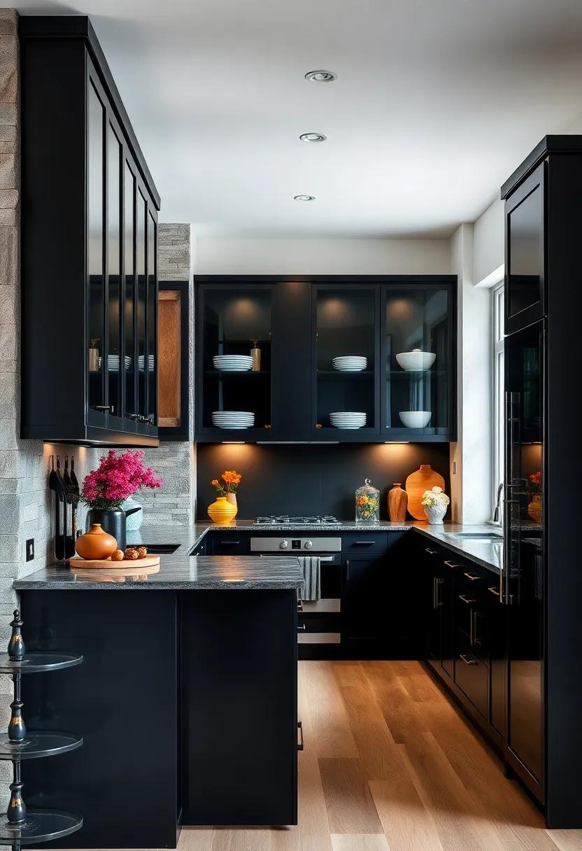 Use Glass Doors: Install‍ glass-front ​cabinet doors to showcase beautiful dishware while breaking up the solid look ‍of black⁢ shelves