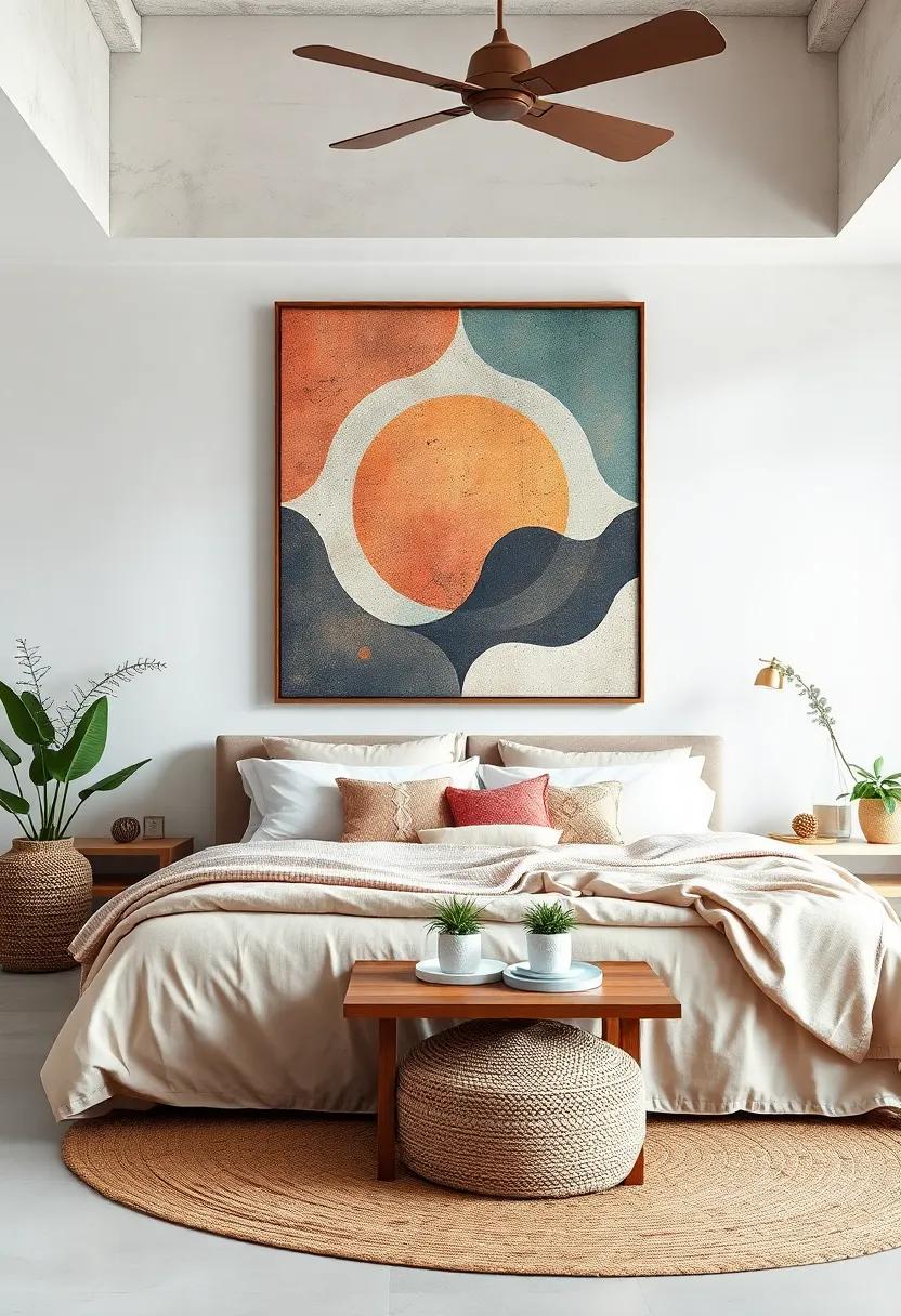 Geometric Shapes: Bring modern⁤ sophistication into your boho bedroom ⁣with geometric wall art ​that ‌offers a striking contrast to organic elements