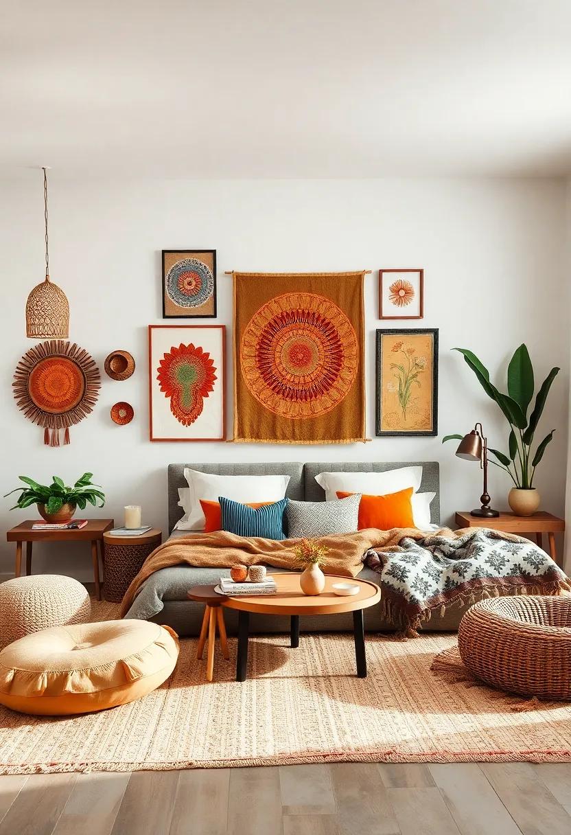 Earthy⁣ Color Palettes: ​Choose wall ‌art in earthy tones—terracotta, ‍ochre,​ and greens—to harmonize with your bohemian‌ theme and promote relaxation