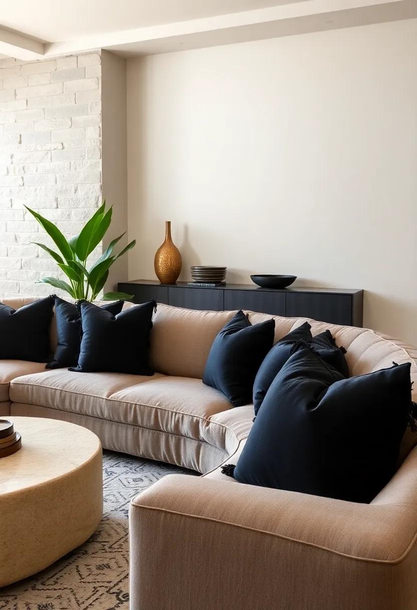 Luxe ‍Black Throw Pillows: Layer ​your couch with ⁣black ‌throw pillows in ‌various textures, inviting⁣ comfort while enhancing the visual interest