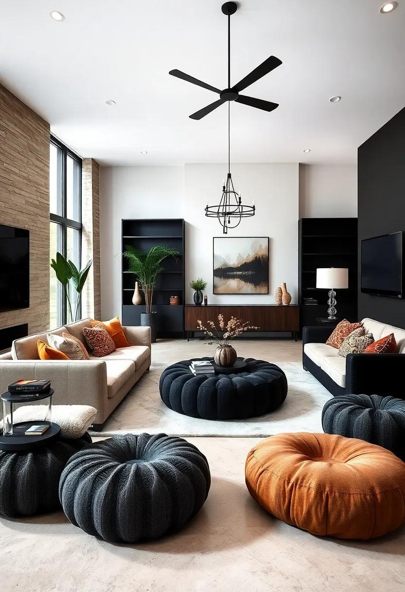 Bold⁤ black Accent Wall: Create depth ​and ‌sophistication by painting one wall in a ‍rich black hue, ⁣serving as a stunning ‌backdrop for your⁢ decor