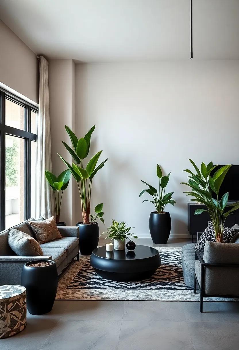Unique ​Black Planters: Choose unique black planters to house your‍ greenery, bringing ‌a touch of nature into your chic living space