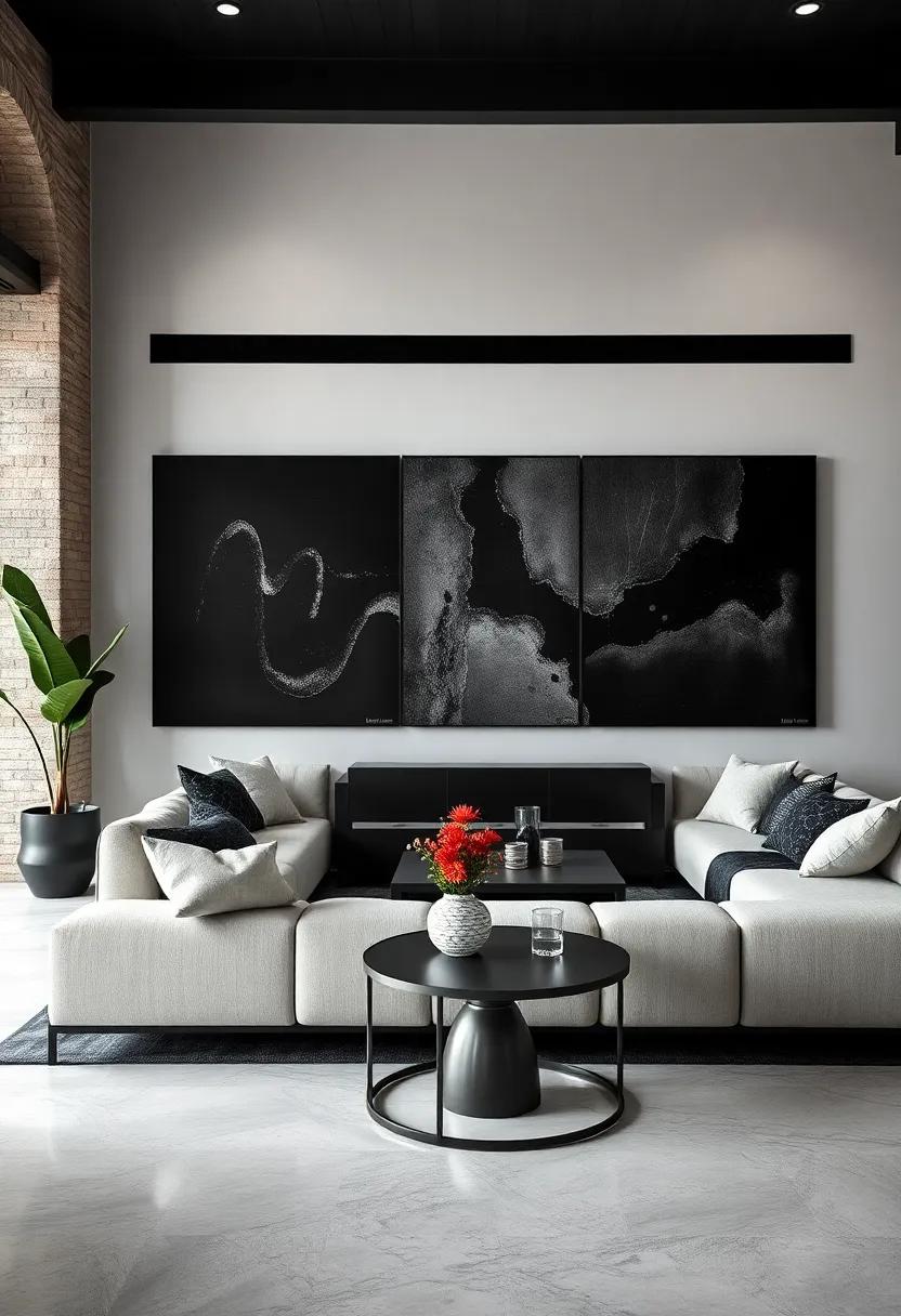 Artistic Black Wall Art:‌ Hang⁣ large-scale black wall art ⁢to inject personality ‌and make ‍a bold statement on‌ your walls