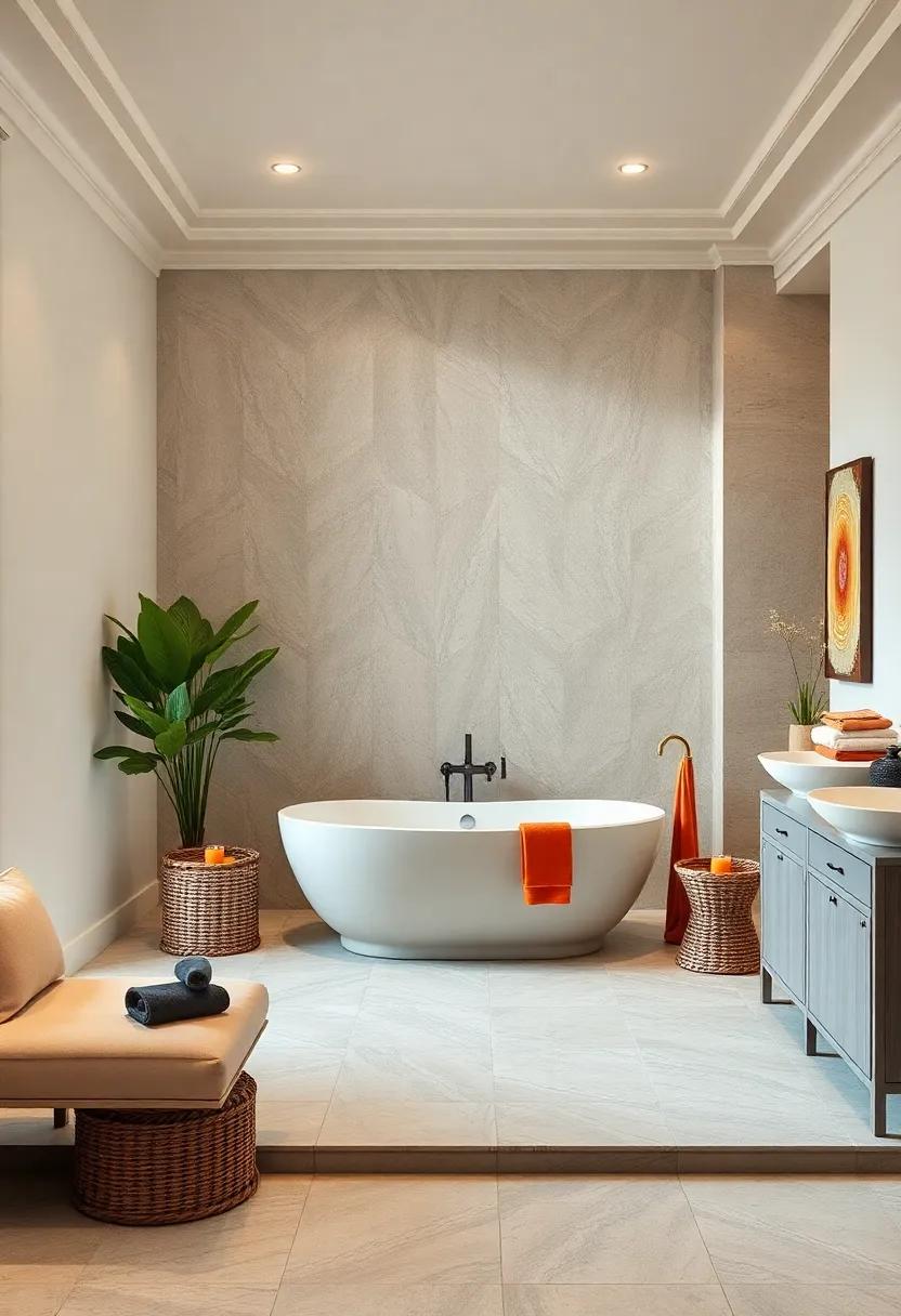 A freestanding soaking tub as a focal point, ‌inviting relaxation and pampering