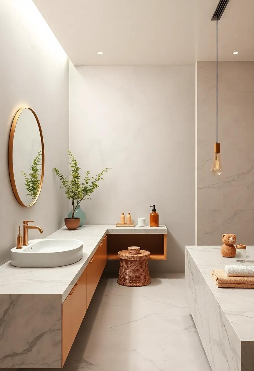 Elegant‍ marble countertops that convey luxury while remaining understated and calming