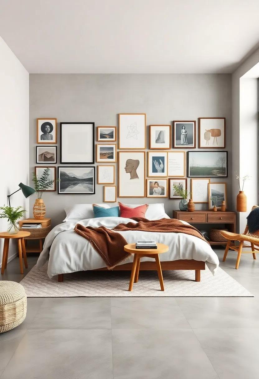 Eclectic Artwork: Curate a gallery‍ wall filled with a ​mix of framed prints, paintings, ​and ‍personal photos that capture your personality and interests