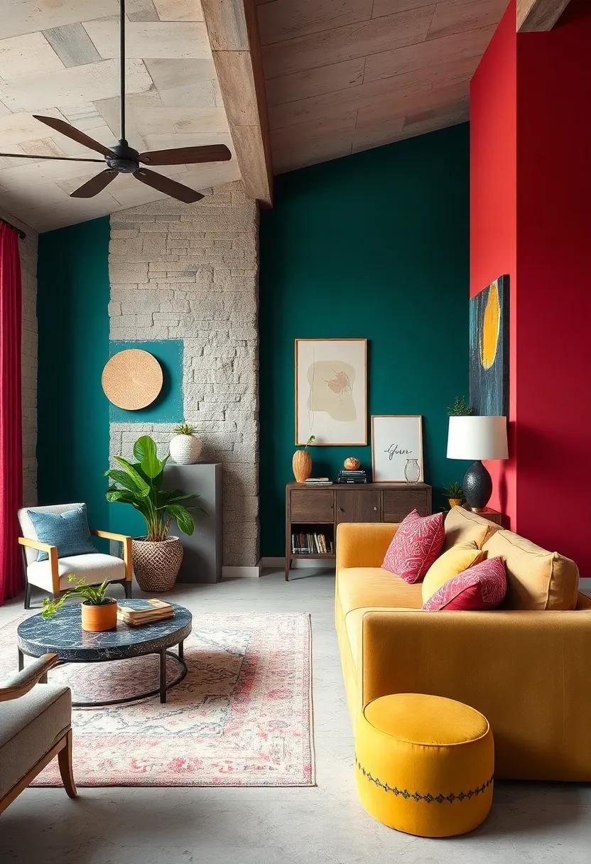 Embrace a ⁣Bold⁤ Accent Wall: Choose a vibrant hue ⁤to⁣ create a focal point ⁢that blends seamlessly with eclectic décor