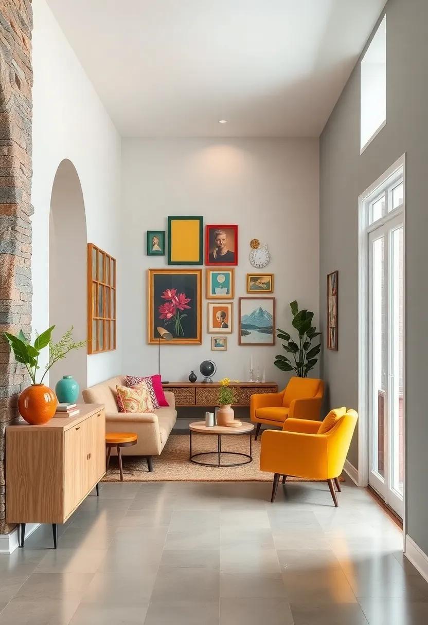 Layered Wall ​Décor: Combine frames of various colors and designs for ​an eye-catching arrangement in‍ a hallway or stairwell