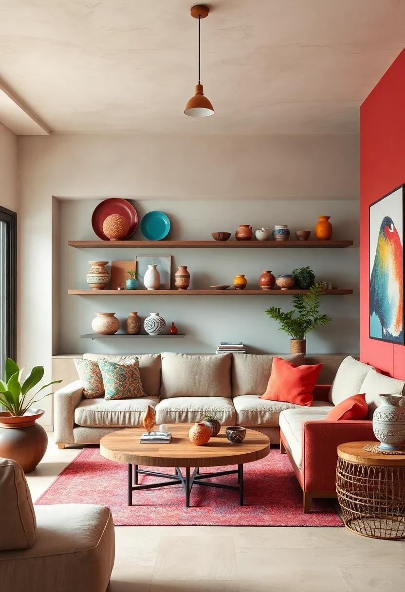 Play⁤ with Colorful‍ Ceramics: Display vibrant ceramics and‍ pottery on shelves to showcase creativity and cultural ‌influences