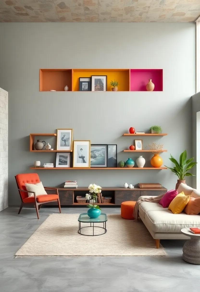 Vibrant Backdrops for‍ Gallery Shelves: Use bright wall paint or wallpaper⁤ behind shelves to make displayed items pop