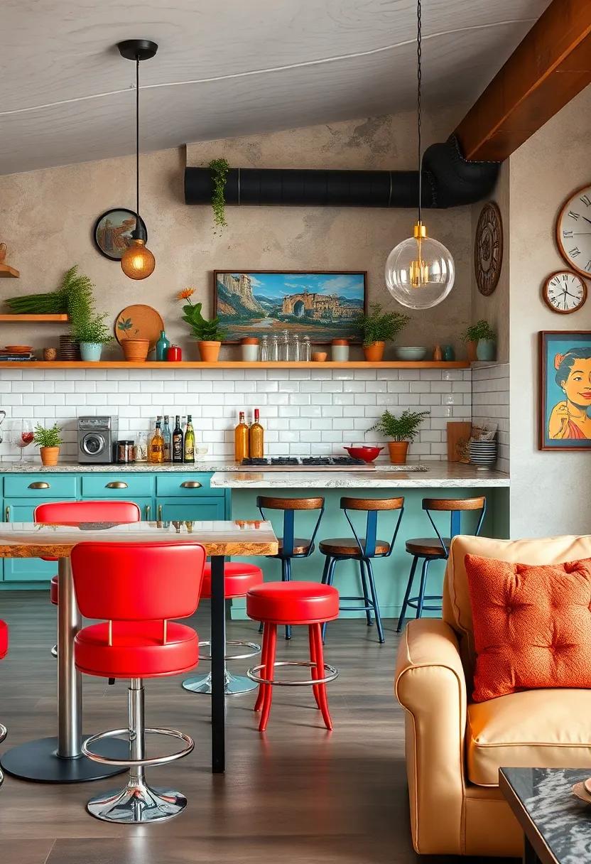 Brighten up your kitchen with retro diner stools or⁣ funky‍ bar carts, inviting guests to gather⁢ around ⁢in a ​fun ⁢atmosphere