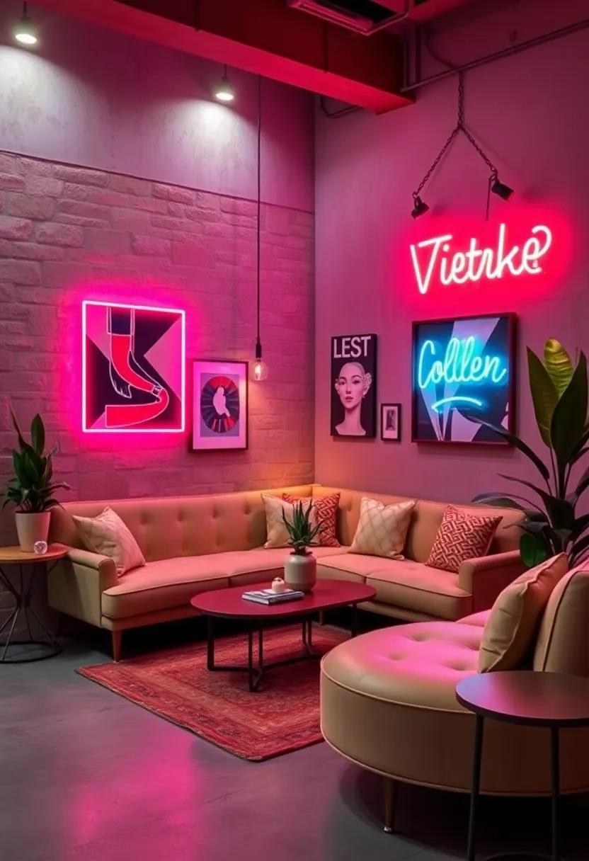 Create ‌a neon-themed ⁢corner with bold wall⁤ art, glowing ⁤signs, and a​ splash of metallic accents for an‌ eye-catching look