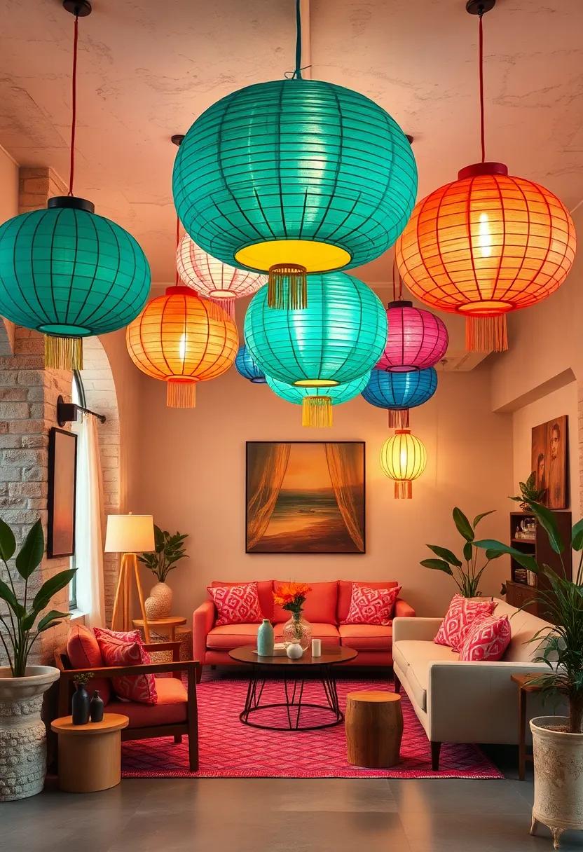 Hang vibrant, oversized paper​ lanterns ‌from the ceiling to add ⁢a playful ⁢touch ‌to‌ any space while casting a warm, inviting glow