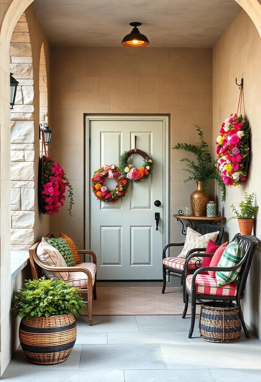 Hang​ an assortment ​of colorful wreaths on your ‍front door,‍ varying by ⁤season,​ to create ⁣a warm and welcoming entry