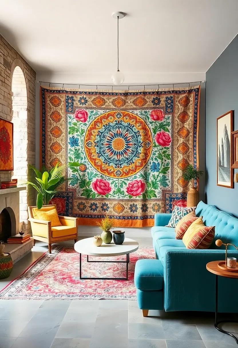 Hang a colorful tapestry ​or‍ fabric ⁤as an alternative to traditional artwork, introducing softness and warmth to your walls