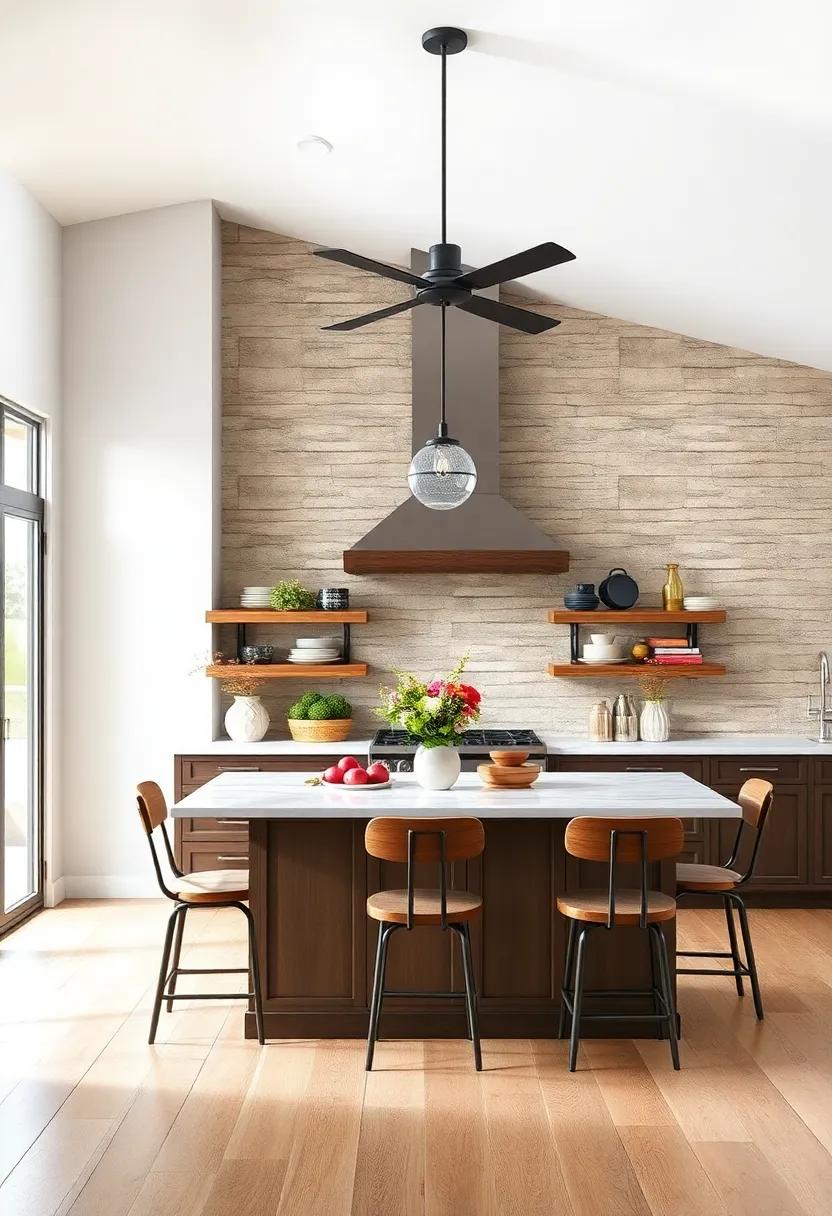 Rustic Charm⁣ meets Modern⁣ Design In a Farmhouse Kitchen statement ⁢Wall