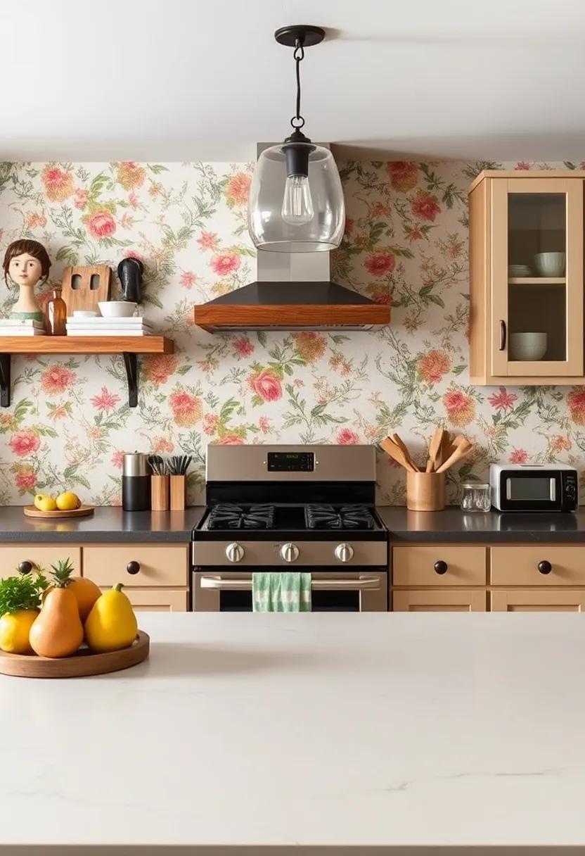 Vintage-inspired Floral Wallpaper: infuse your kitchen⁢ with personality using removable wallpaper that ⁤celebrates vintage patterns and colors