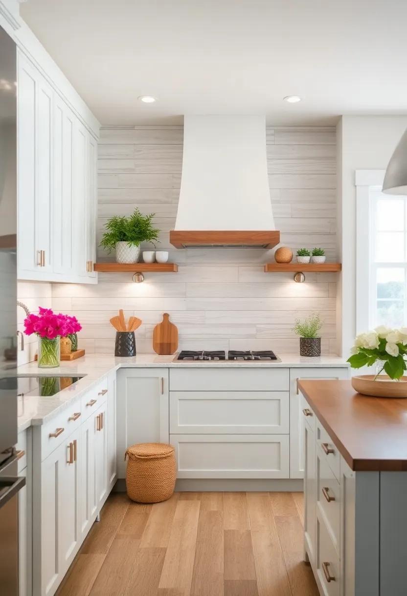 Whitewashed Planks: For a softer seaside vibe, opt for whitewashed wood planks that provide‌ a light, airy touch to your kitchen