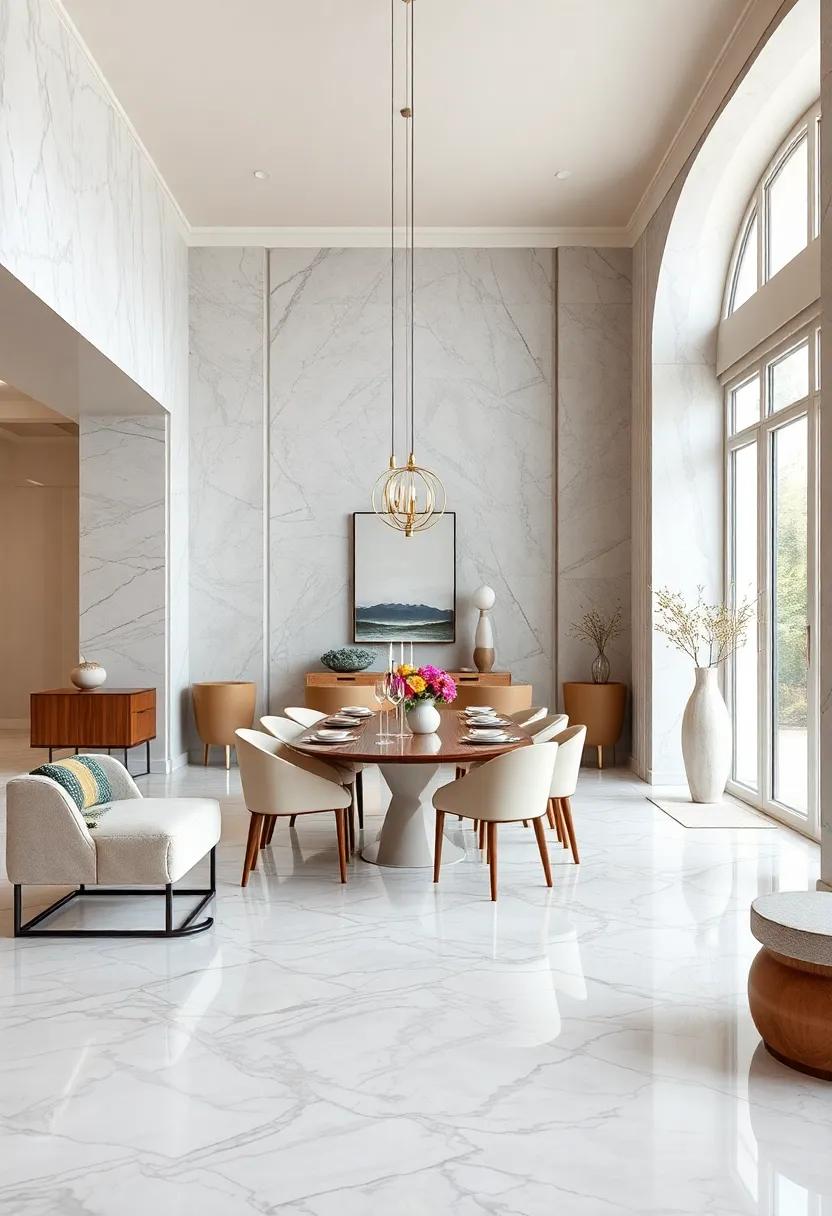 Marble Flooring: Polished marble⁤ floors that glisten underfoot, offering ⁤a ​timeless⁤ elegance that ⁣complements the overall color scheme