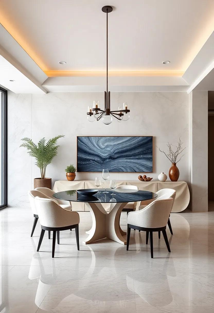 Sculptural Sideboard: A beautiful​ sideboard with sculptural details that provides both storage and ​a display ⁣area for decorative items