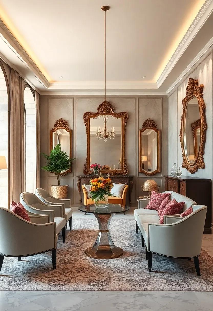 Vintage⁤ Mirrors: ⁤Strategically placed ornate mirrors‍ that ​reflect light and give the illusion of space while ⁣adding a vintage charm