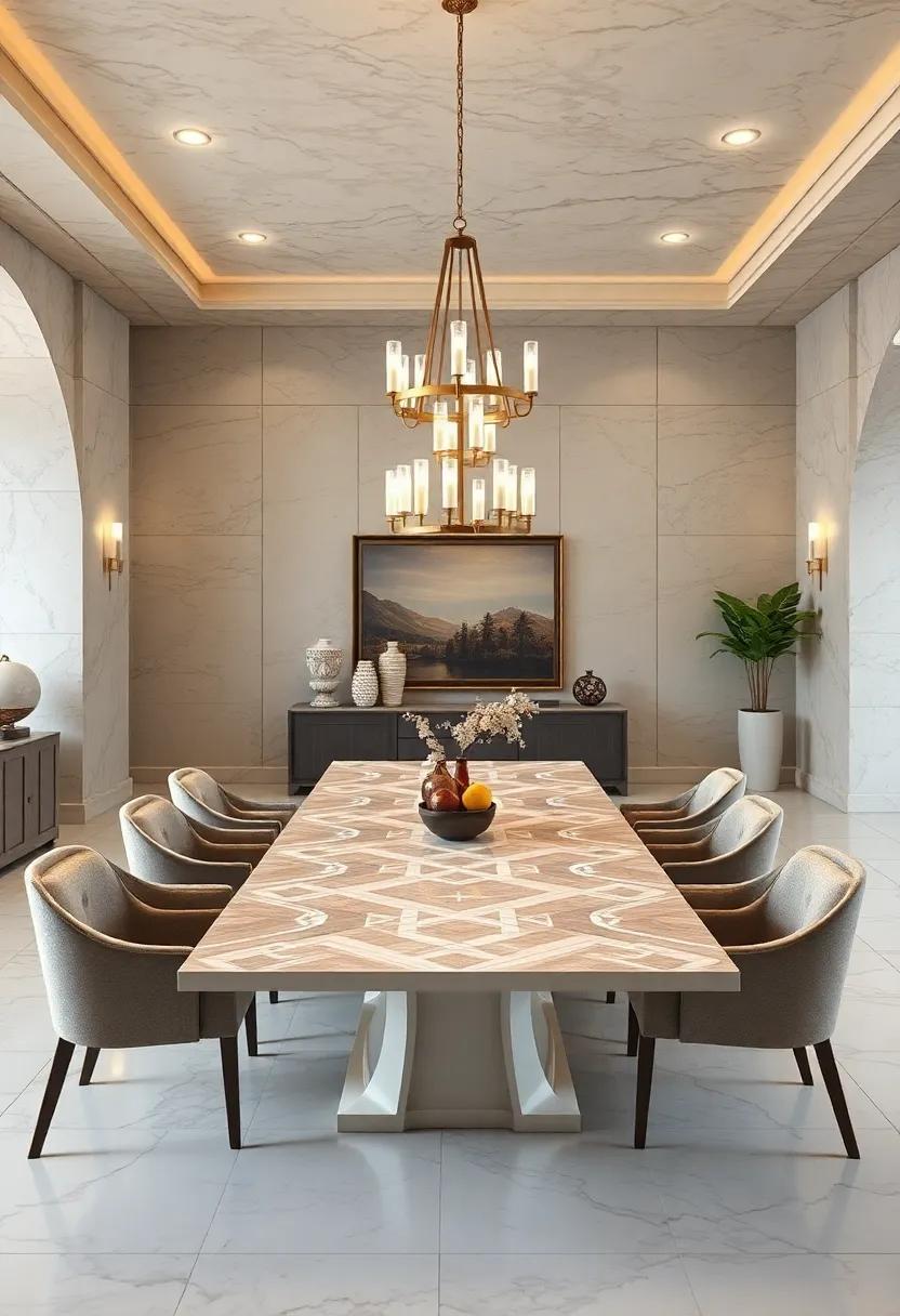 Pearl-Inlay Dining Table: A stunning ⁤centerpiece with intricate pearl inlays that ‌reflect light beautifully, exuding sophistication and artistry