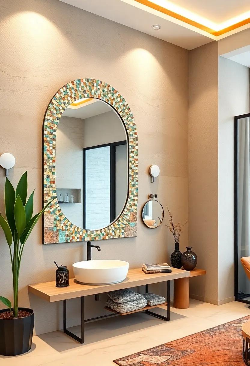 Artistic Mosaic: Dazzling and unique, this mirror features a mosaic of colorful tiles ⁤or glass, turning simple reflections into a ⁤captivating piece of wall ⁣art
