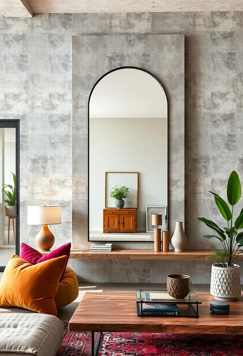 Reflective Cement ⁣Finish: Industrial yet⁤ stylish, this cement-finish mirror channels urban vibes and works well in minimalist or ‍loft-style homes