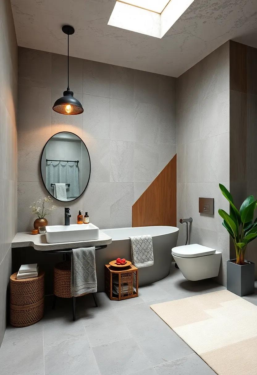 A Blend of Textures: Integrate geometric-patterned textiles, like towels and rugs, that contrast beautifully ⁢with hard industrial finishes