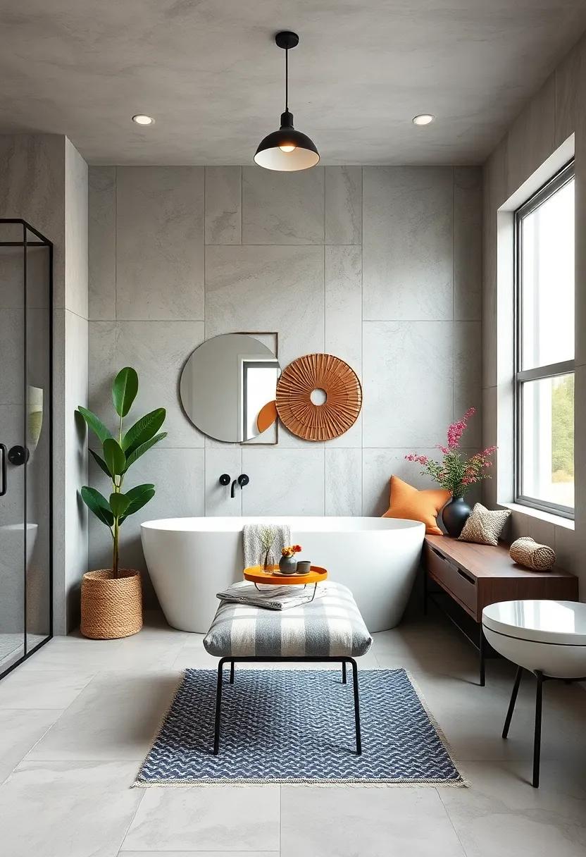 Modern Bench Seating: Add a bench with geometric lines for⁣ practical seating that enhances the overall aesthetic