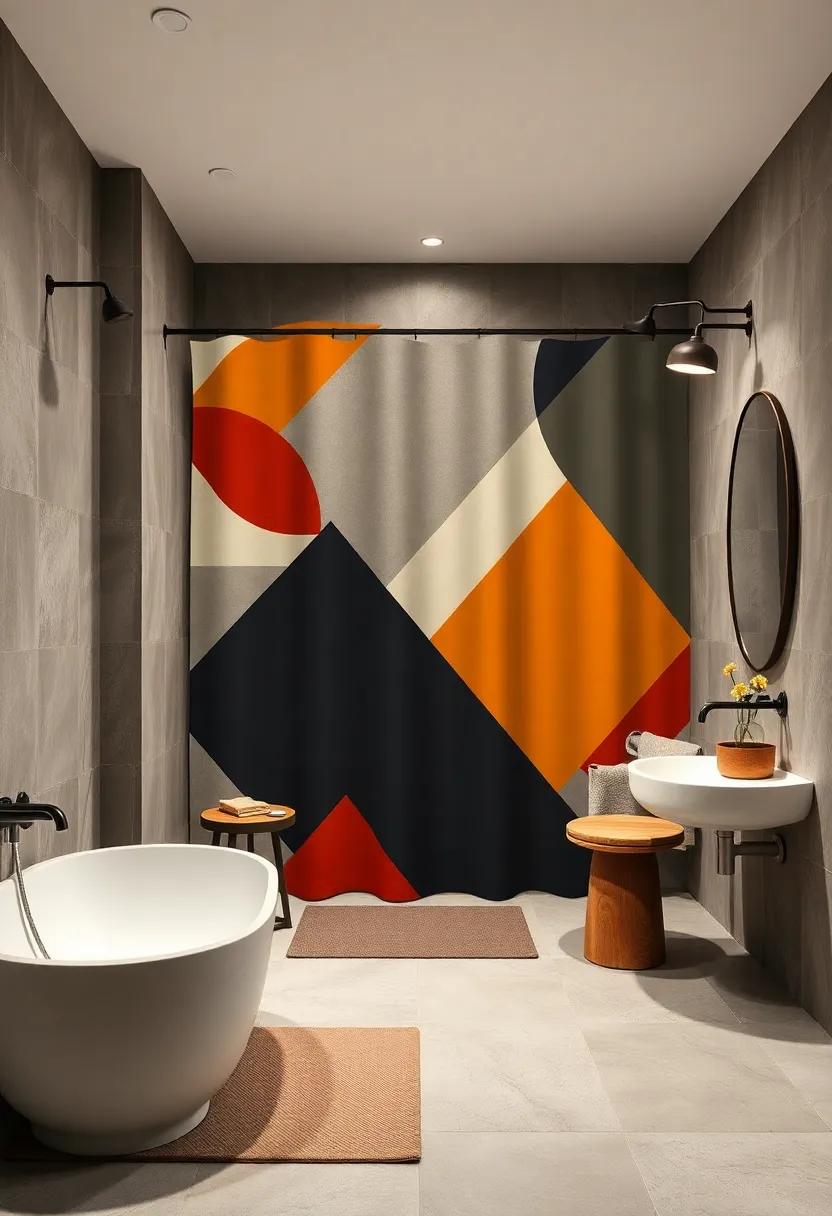 Unique Shower Curtains: Opt for shower curtains adorned with geometric patterns to provide a splash of color in an otherwise muted⁢ space