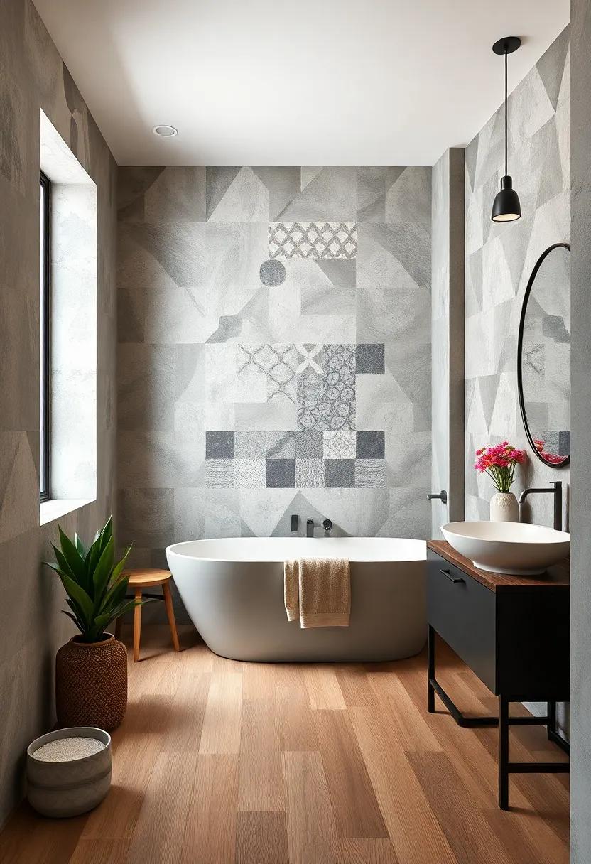 Accent Walls⁤ with Geometric Tile: Create an accent wall using patterned tiles ⁢to inject personality into your industrial ⁤bathroom