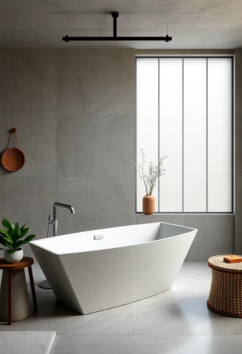 Industrial-Style Bathtubs: Choose bathtubs with sharp, geometric edges that marry functionality with artistry