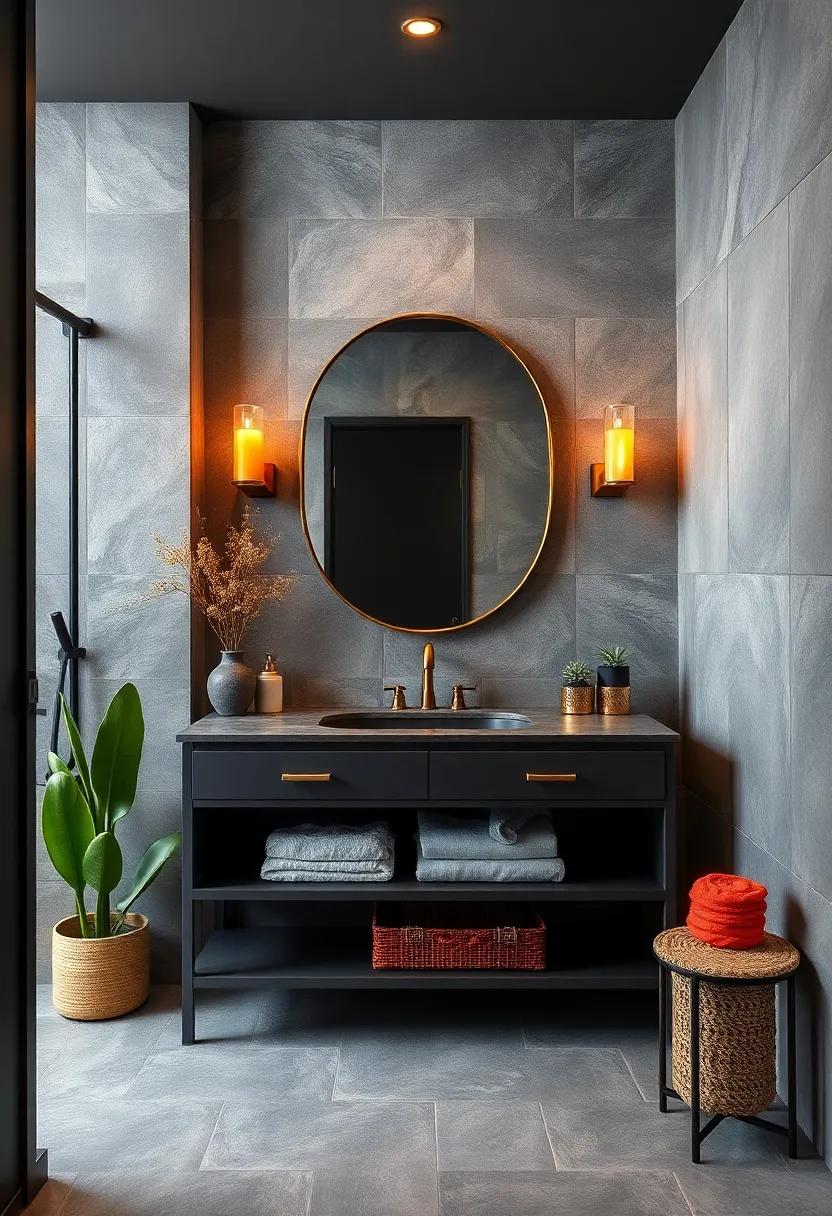 Dark and‌ Dramatic: Go bold with deep​ charcoal hues on your vanity and pair it with gold accents⁢ to create a striking industrial-style statement