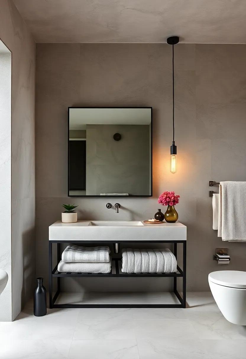 Minimalist Metal Frames: Choose a ⁣sleek metal frame for your vanity that exposes plumbing elements, giving your bathroom a rugged yet contemporary edge