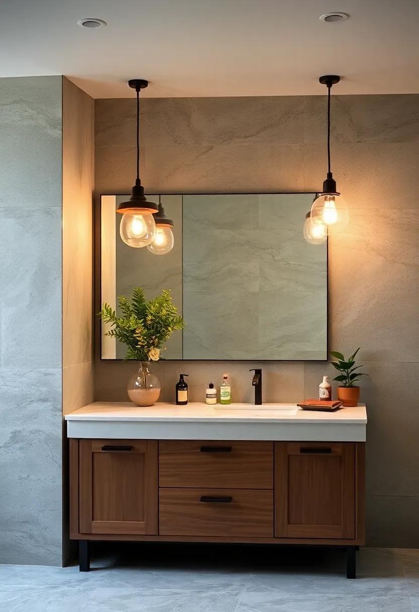 Pendant Lighting: Swap​ traditional overhead lights for industrial-style pendant⁢ fixtures that provide both illumination ⁢and style over your vanity