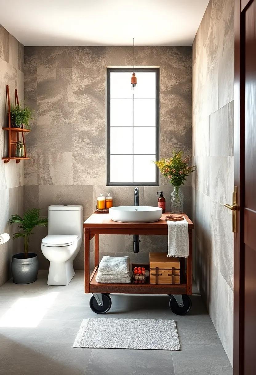 Upcycled Creativity: Repurpose ‍an old factory cart as a rolling vanity ⁢to infuse your bathroom with character and a functional ⁣space-saving solution